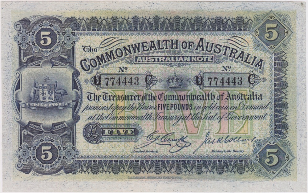 1918 Five Pound Cerutty/Collins R37B Extremely Fine product image