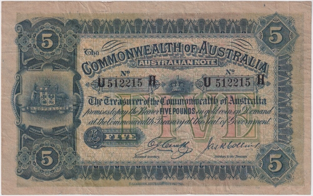 1918 Five Pound Cerutty / Collins R37b good Fine product image