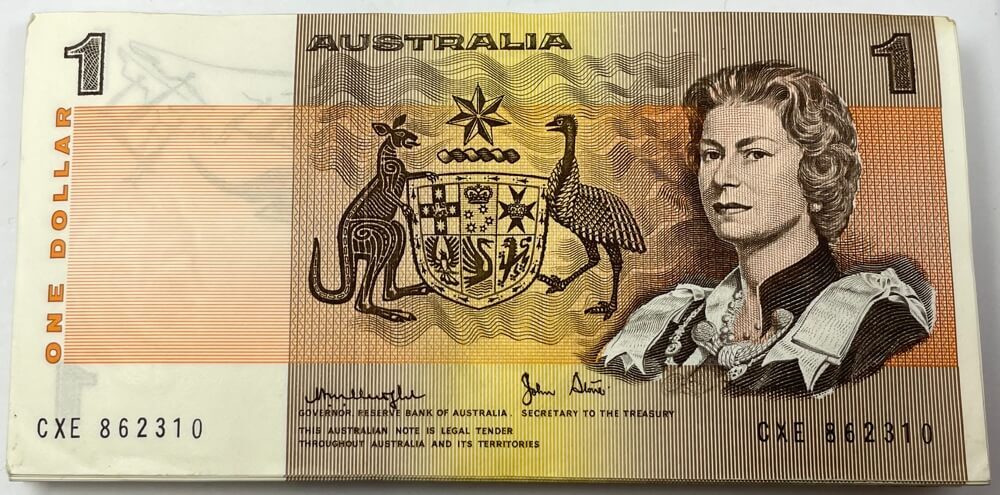 1979 $1 Split Bundle of 100 Notes Knight/Stone R77 Uncirculated - No Band product image