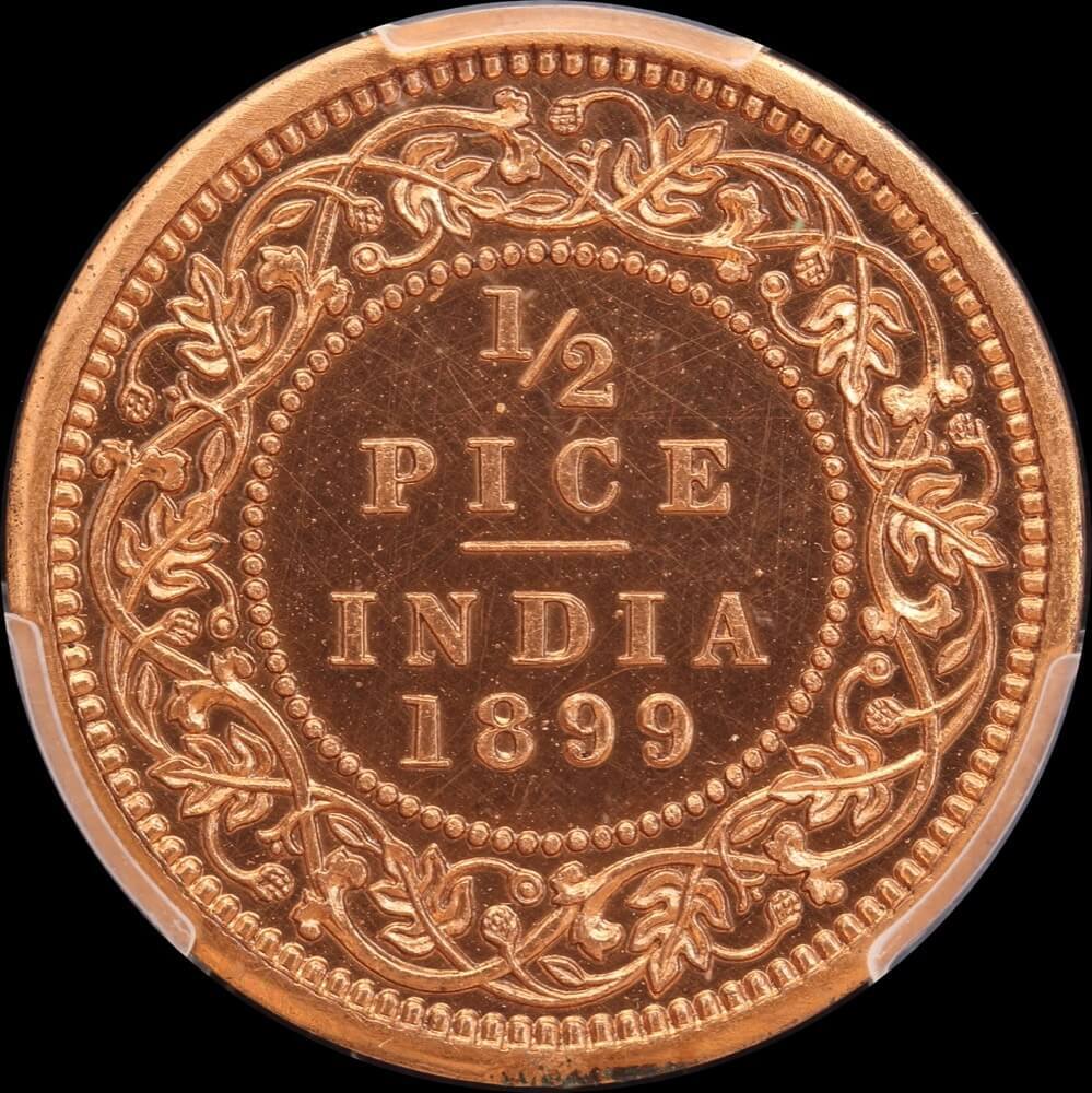 India (British) 1899 Proof Restrike Half Pice KM# 484 PCGS PR64RD product image