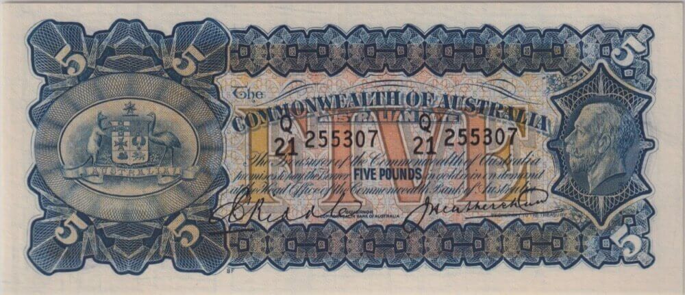 1928 Five Pound Riddle/Heathershaw R42 about Unc PCGS 58 PPQ product image