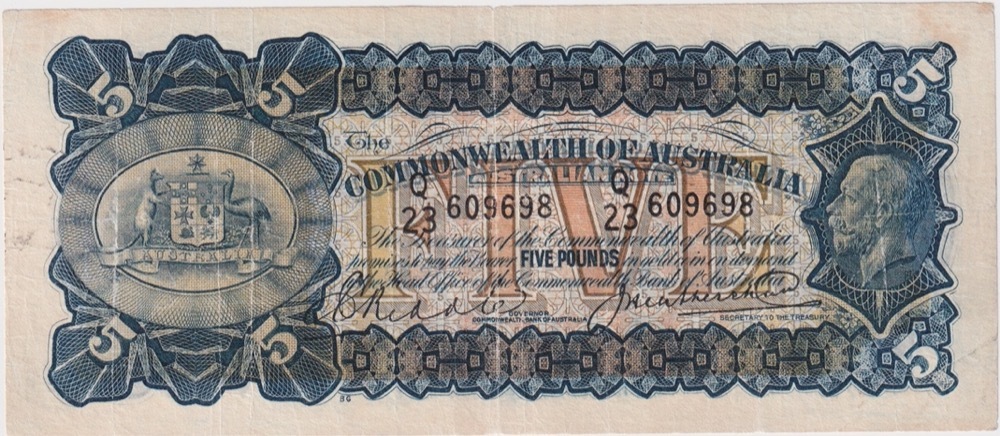 1928 Five Pound Riddle/Heathershaw R42 about VF product image