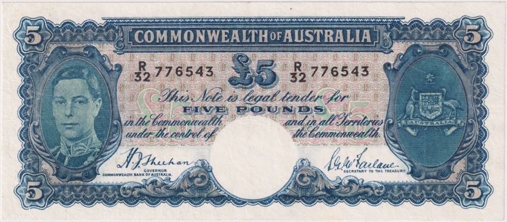 1939 Five Pound Sheehan/McFarlane R45 about VF product image