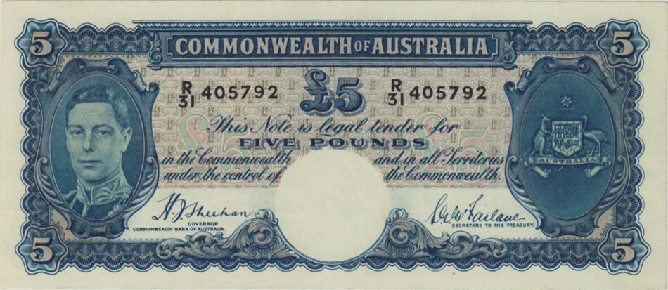 1939 Five Pound Sheehan/McFarlane R45 Extremely Fine product image