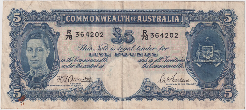1942 Five Pound Armitage/McFarlane R46 about VF product image