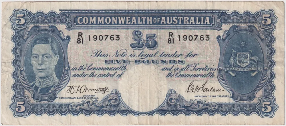 1942 Five Pound Armitage/McFarlane R46 Very Good product image