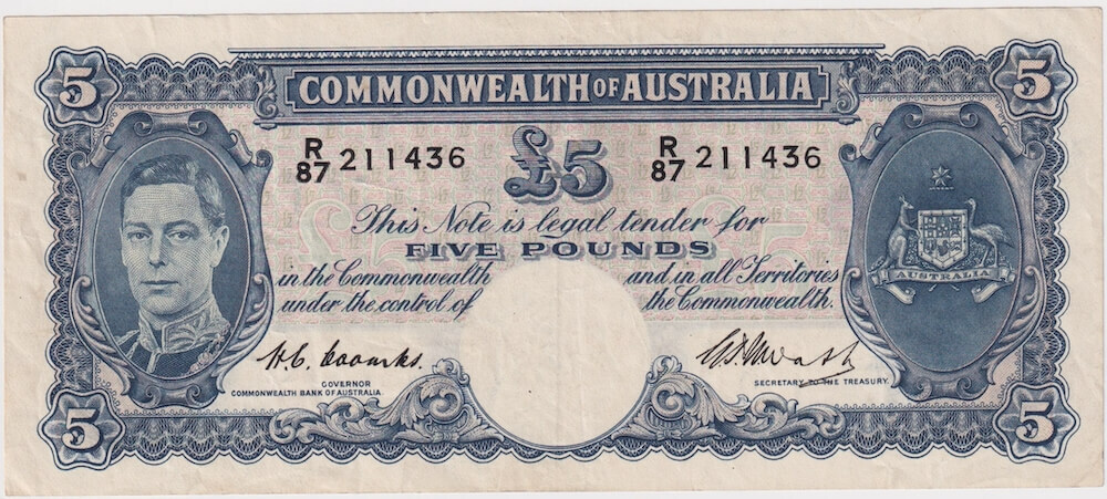 1949 Five Pound Coombs/Watt R47 good VF product image