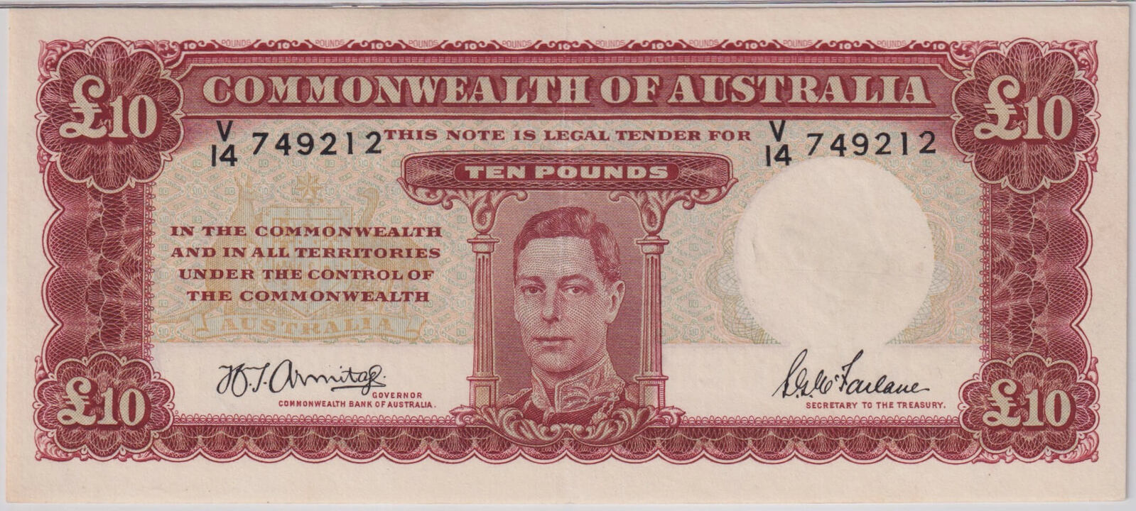 1943 Ten Pound Armitage/McFarlane R59L Extremely Fine product image