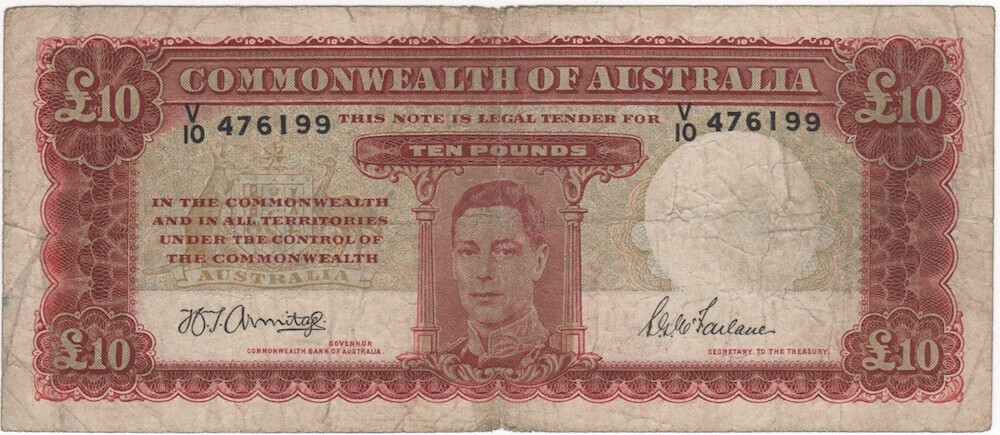 1943 Ten Pound Armitage/McFarlane R59 about Fine product image
