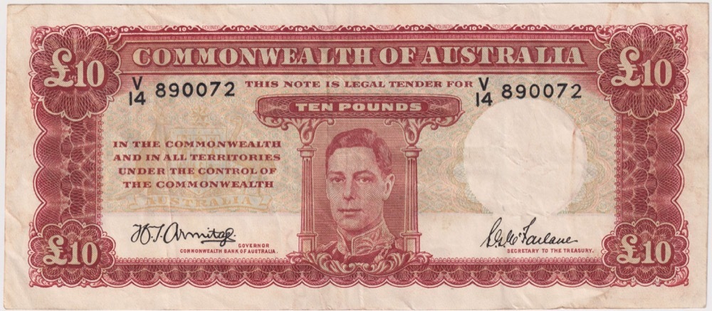 1943 Ten Pound Armitage/McFarlane R59 good VF product image