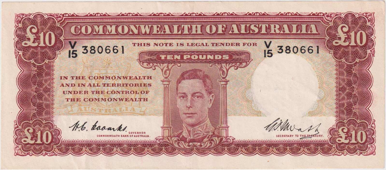 1949 Ten Pound Coombs/Watt R60 Extremely Fine product image