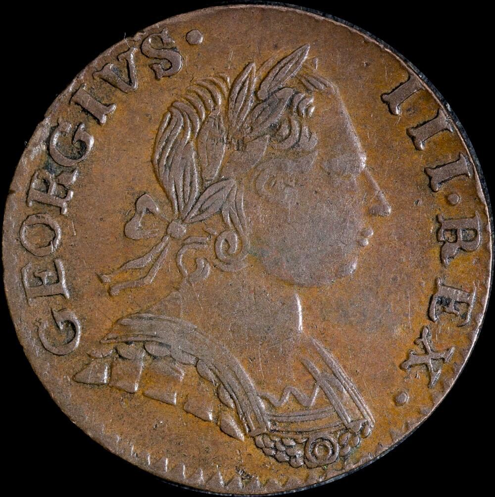 1775 Contemporary Counterfeit Halfpenny George III Very Fine product image