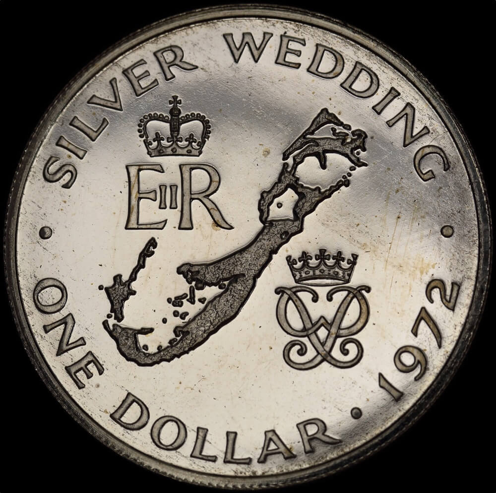 Bermuda 1972 Silver $1 Uncirculated Coin KM#22a - Silver Wedding Anniversary product image
