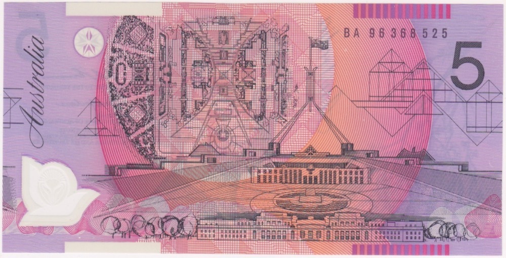 1996 $5 Note Macfarlane/Evans BA96 First Prefix R218aF Uncirculated product image