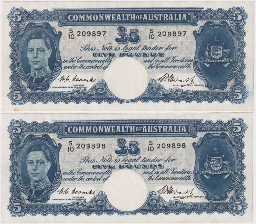 1949 Five Pound Consecutive Pair Coombs/Watt R47 Extremely Fine product image
