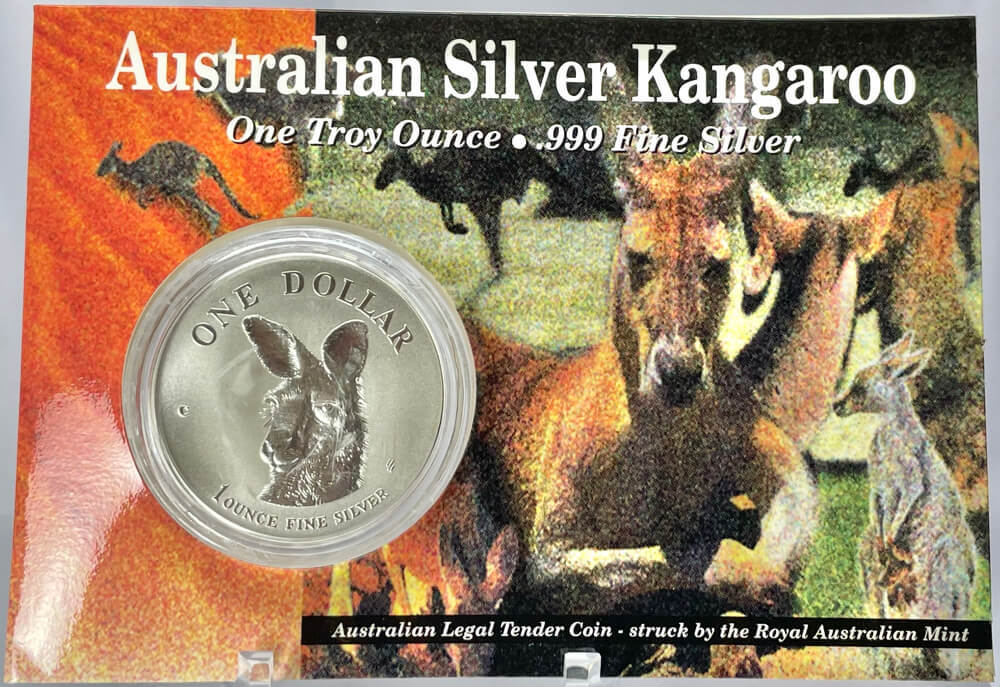 1995 One Dollar Silver Kangaroo Unc Coin Facing Kangaroo product image