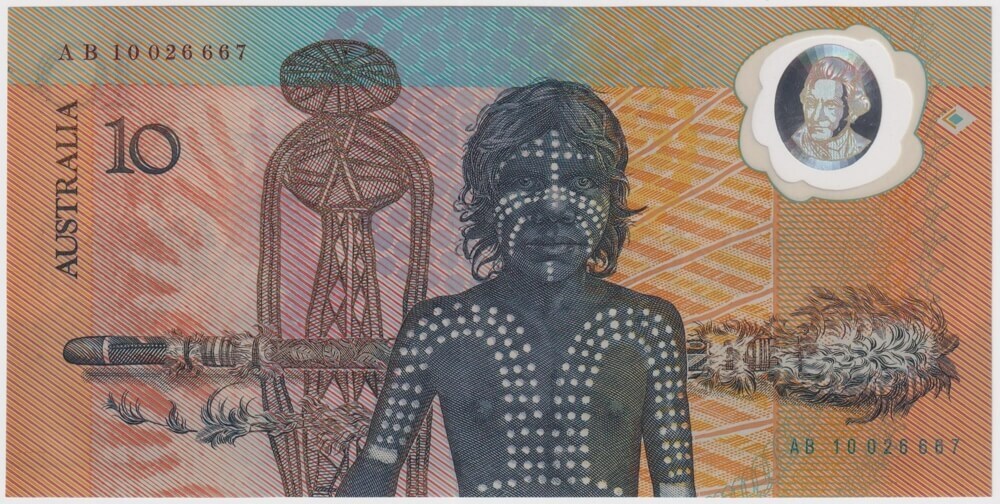 1988 $10 Note Bicentennial 2nd issue AB 10 First prefix Johnston/Fraser R310bF good EF product image