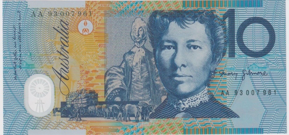 1993 $10 Note AA93 1st Prefix Fraser/Evans R316aF ex NPA Folder Uncirculated product image