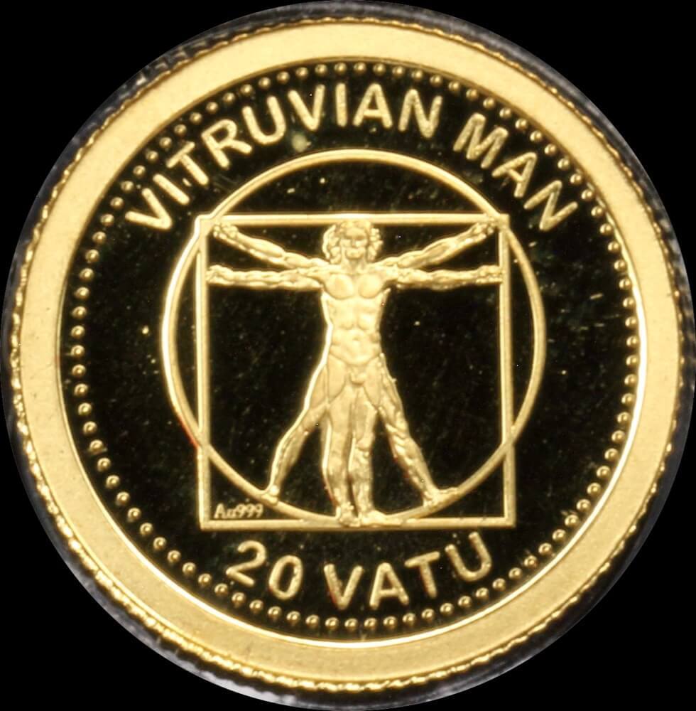 Vanuatu 2012 Gold 10 Vatu Half Gram Coin - Vitruvian Man product image