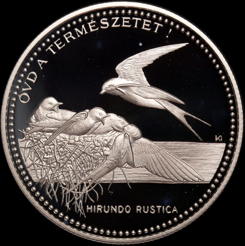 Hungary 1998 Silver 2,000 Forint KM#730 Proof Coin - WWF Chimney Swallow product image