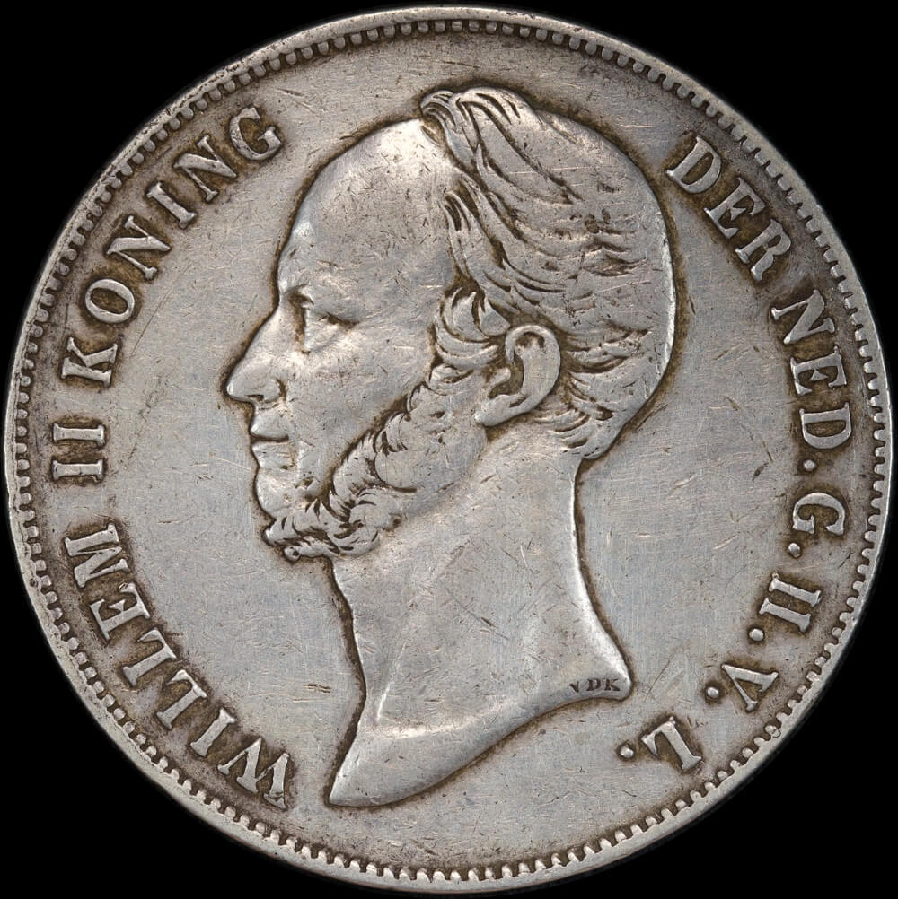 Netherlands 1848 Silver 2 1/2 Guilder KM# 69 good VF product image