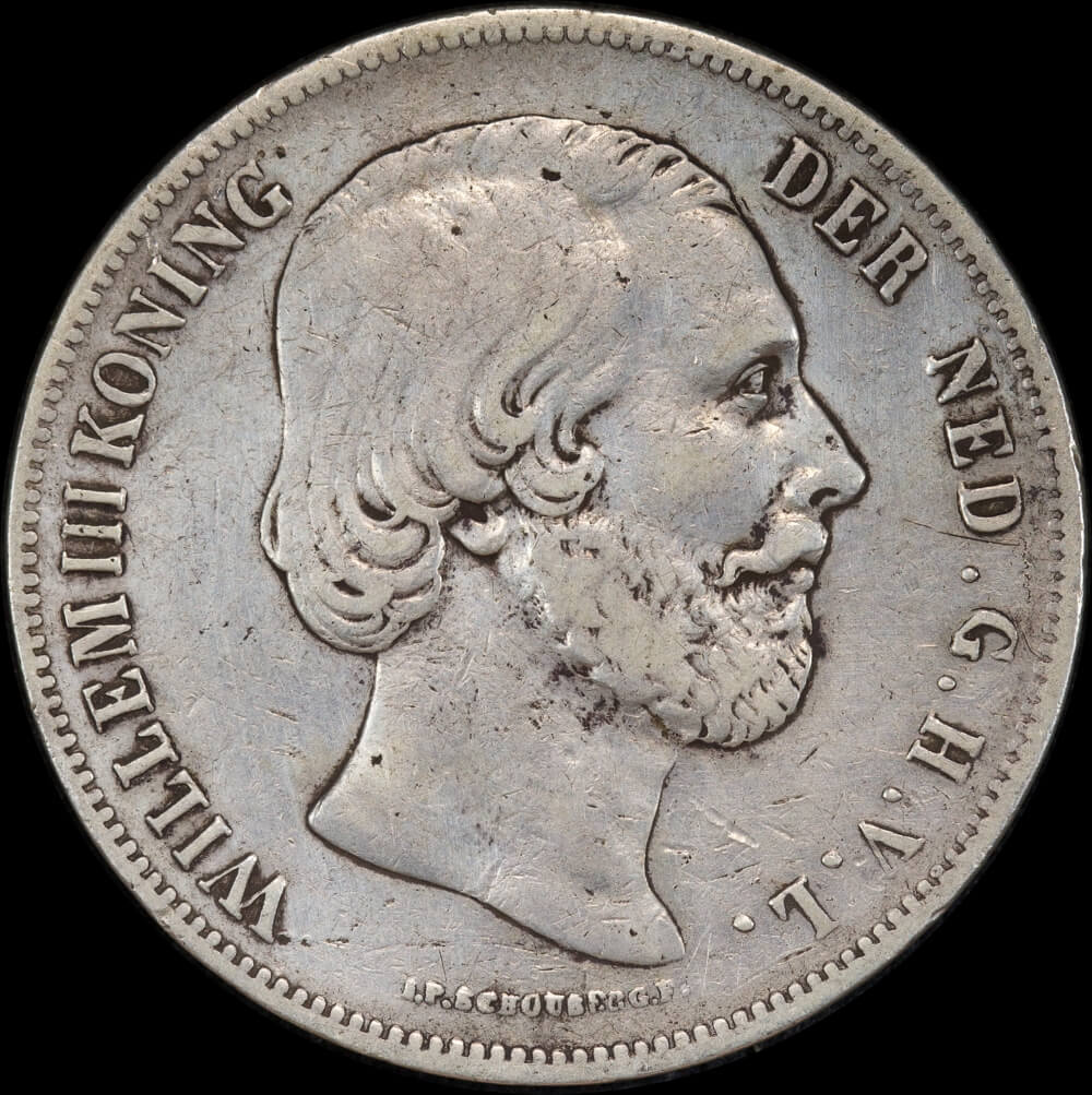 Netherlands 1859 Silver 2 1/2 Guilder KM# 82 Very Fine product image