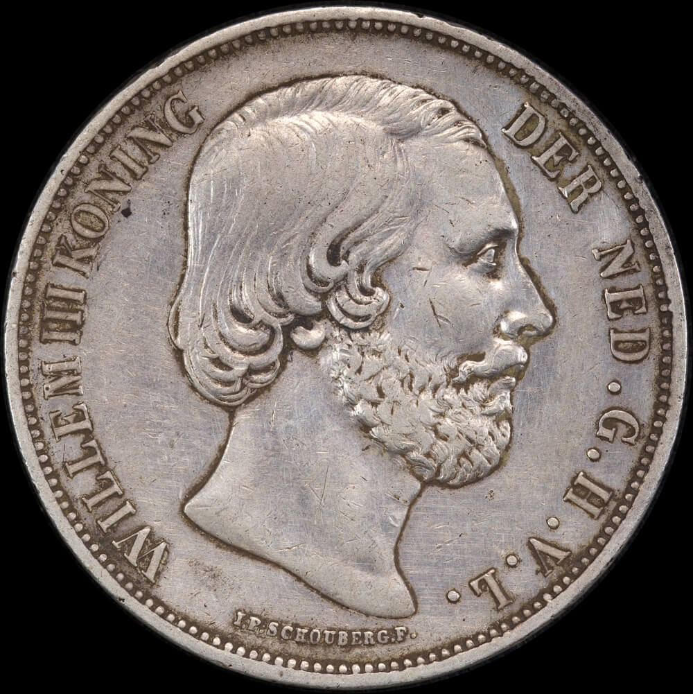 Netherlands 1868 Silver 2 1/2 Guilder KM# 82 Very Fine product image