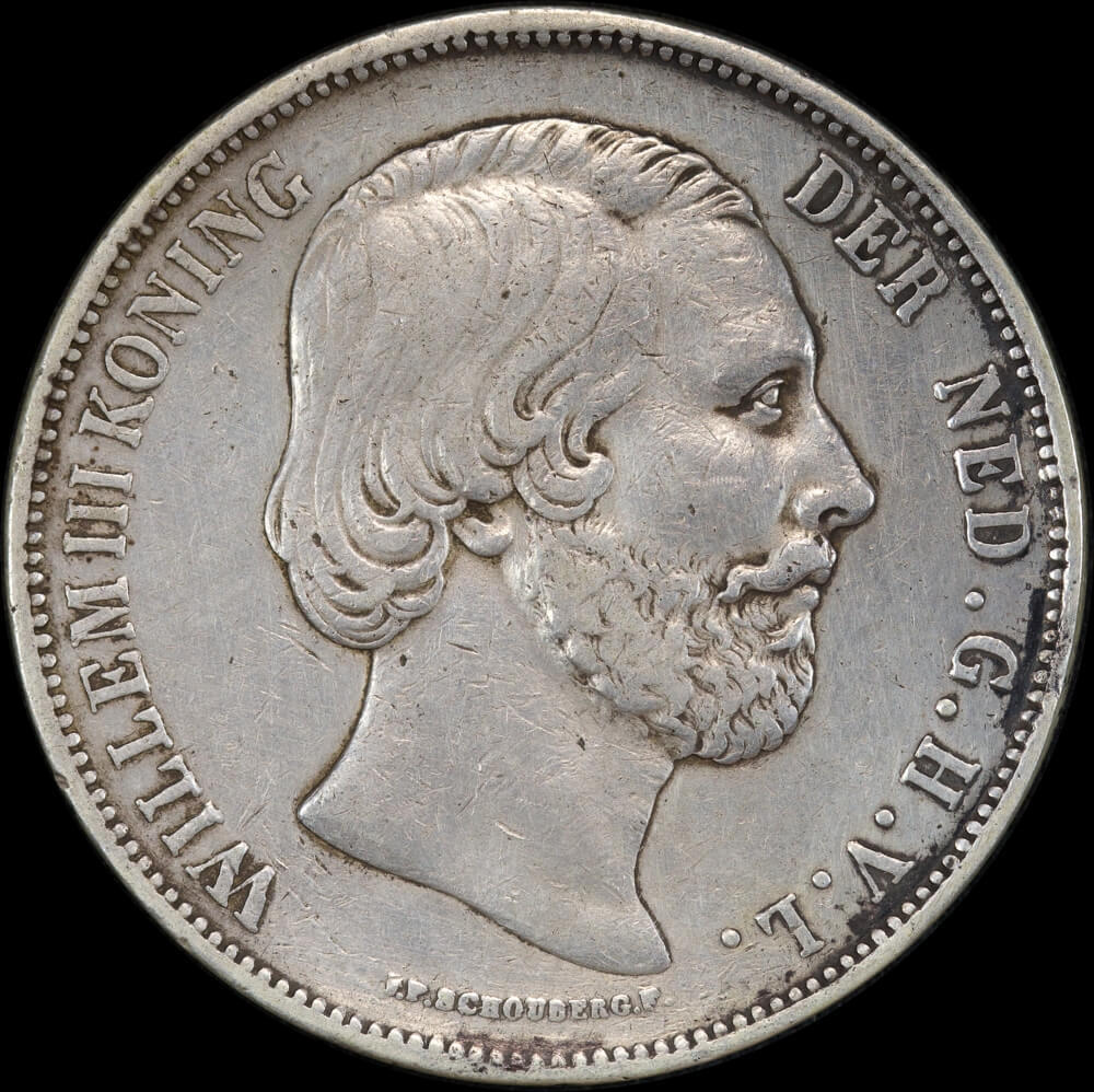 Netherlands 1874 Silver 2 1/2 Guilder KM# 82 Very Fine product image