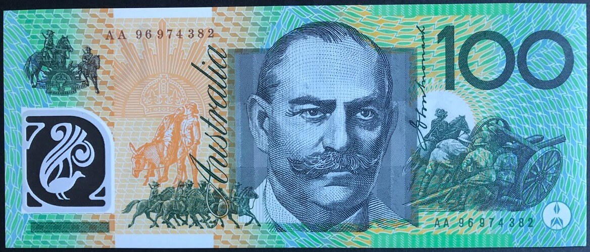 1996 $100 Note AA96 First Prefix Fraser/Evans R616aF Uncirculated product image