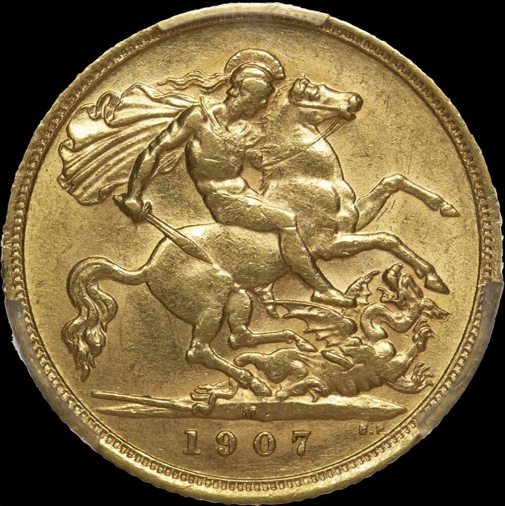 1907 Melbourne Edward VII Half Sovereign about Unc (PCGS AU58) product image