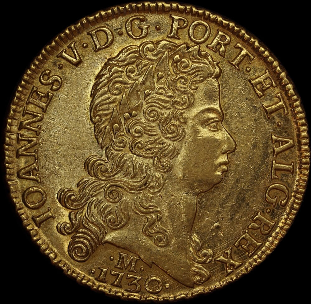 Brazil Gold 12,800 Reis (Johanna) 1730-M KM#139 Extremely Fine product image