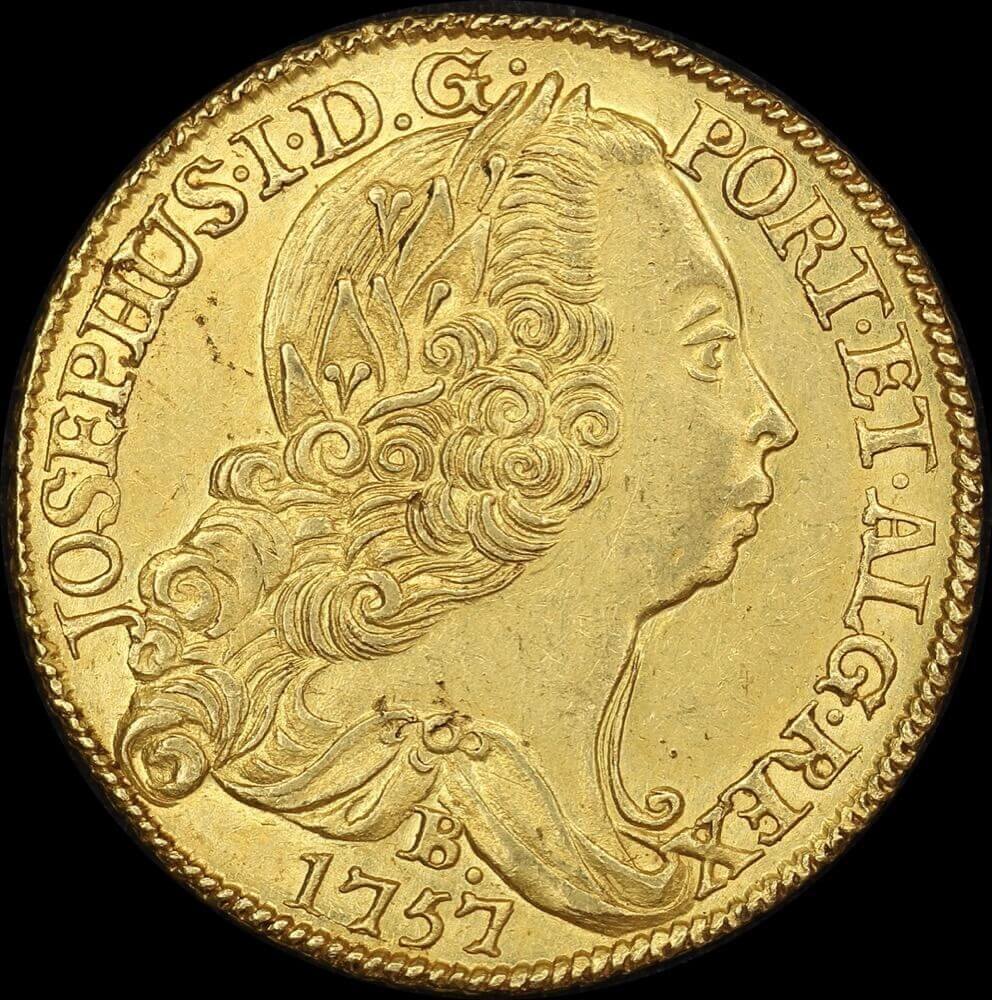 Brazil (Bahias) Gold 6400 Reis 1757-B KM#172.1 about Unc product image