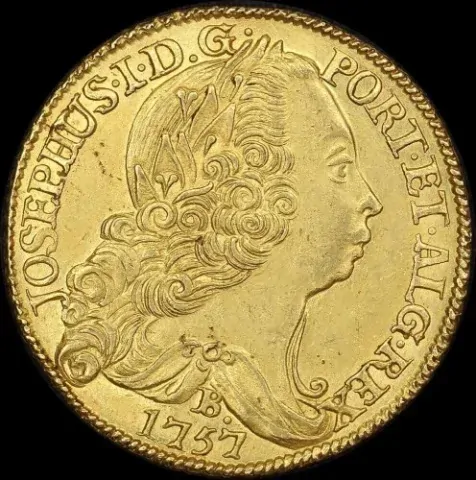 Brazil (Bahias) Gold 6400 Reis 1757-B KM#172.1 about Unc product image