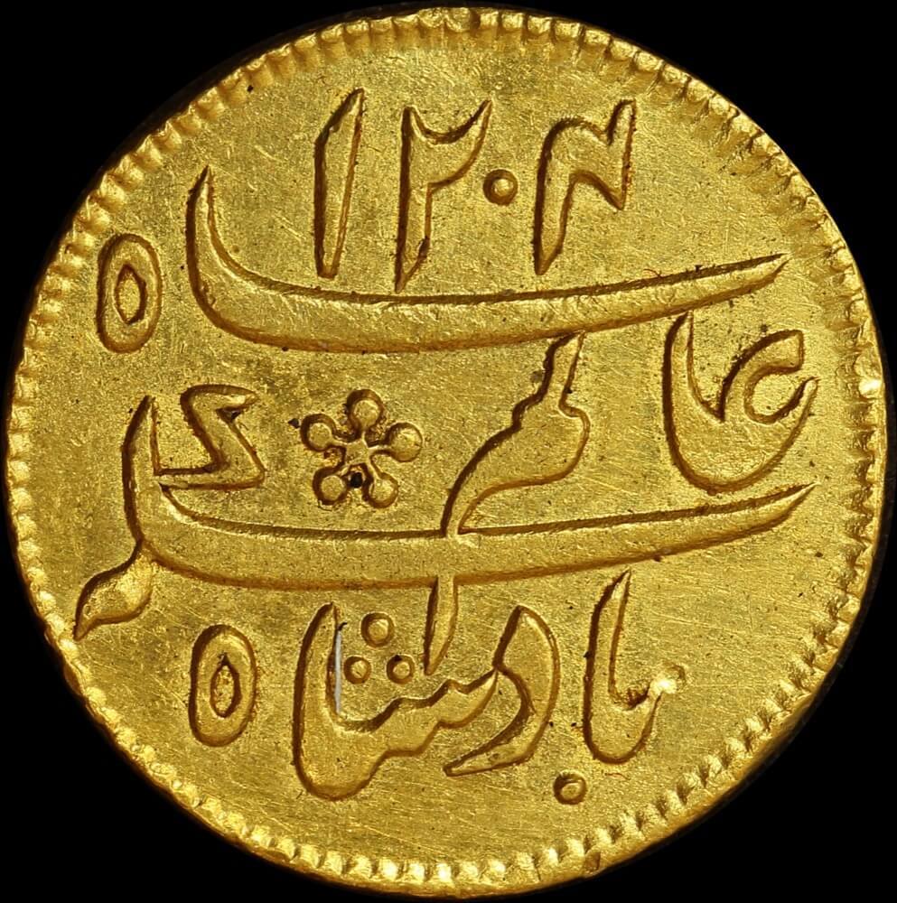 India (British EIC) Bengal 1793 Gold 1/4 Mohur KM# 10 Extremely Fine product image