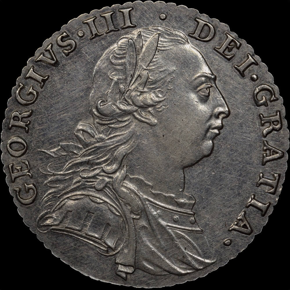 Great Britain 1787 Silver Shilling S#3743 good EF product image