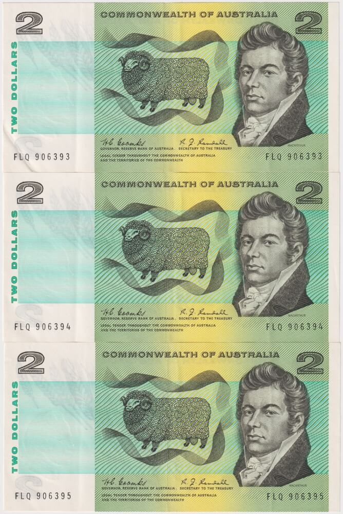 1967 $2 Note Consecutive Trio Coombs/Randall R82 Extremely Fine product image