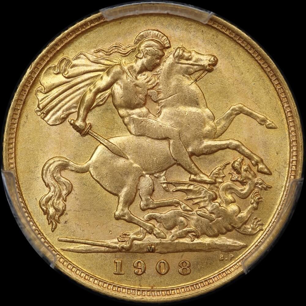 1908 Melbourne Edward VII Half Sovereign PCGS AU58 product image