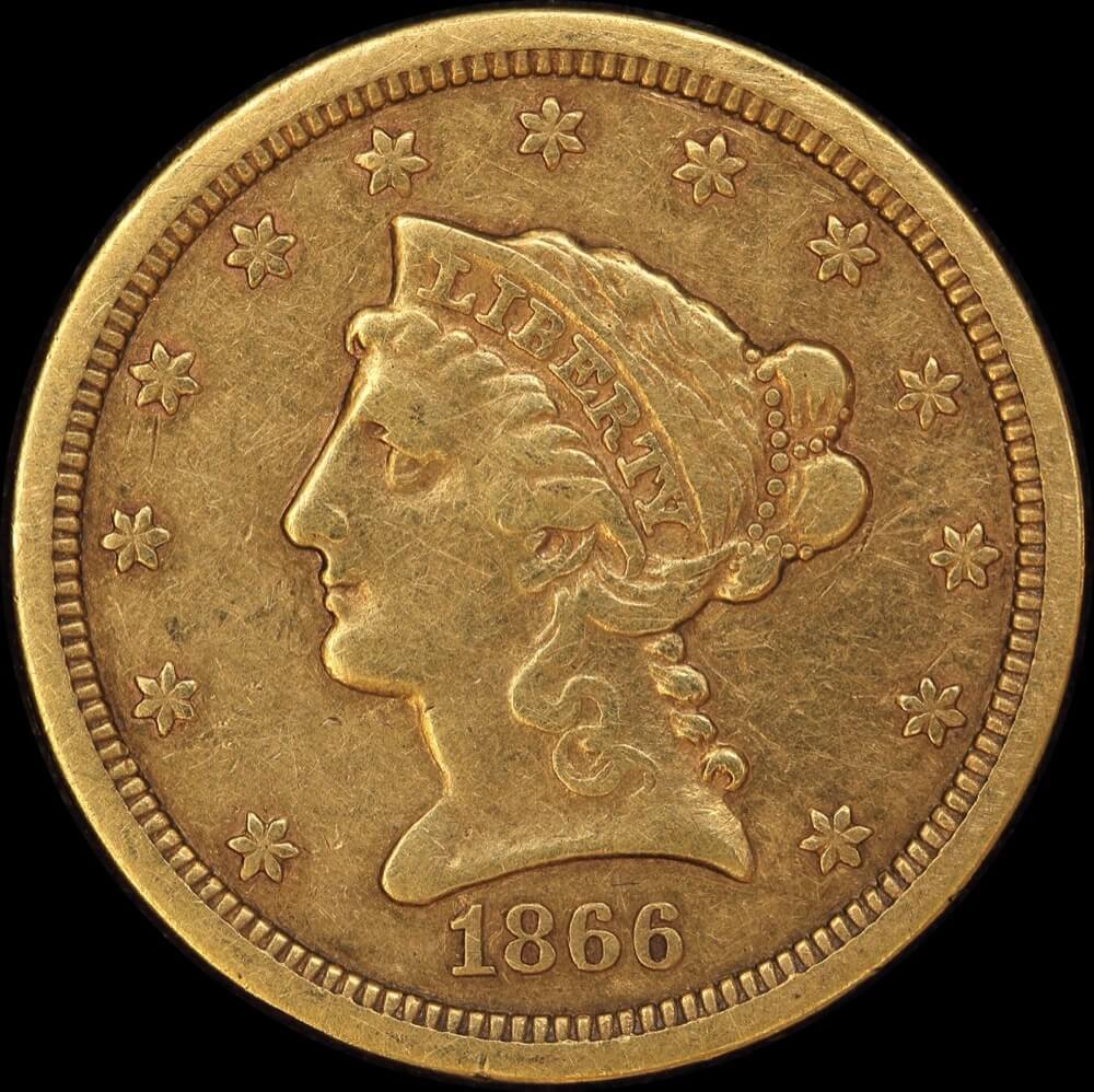 United States 1866-S Gold 2.5 Dollars Very Fine product image