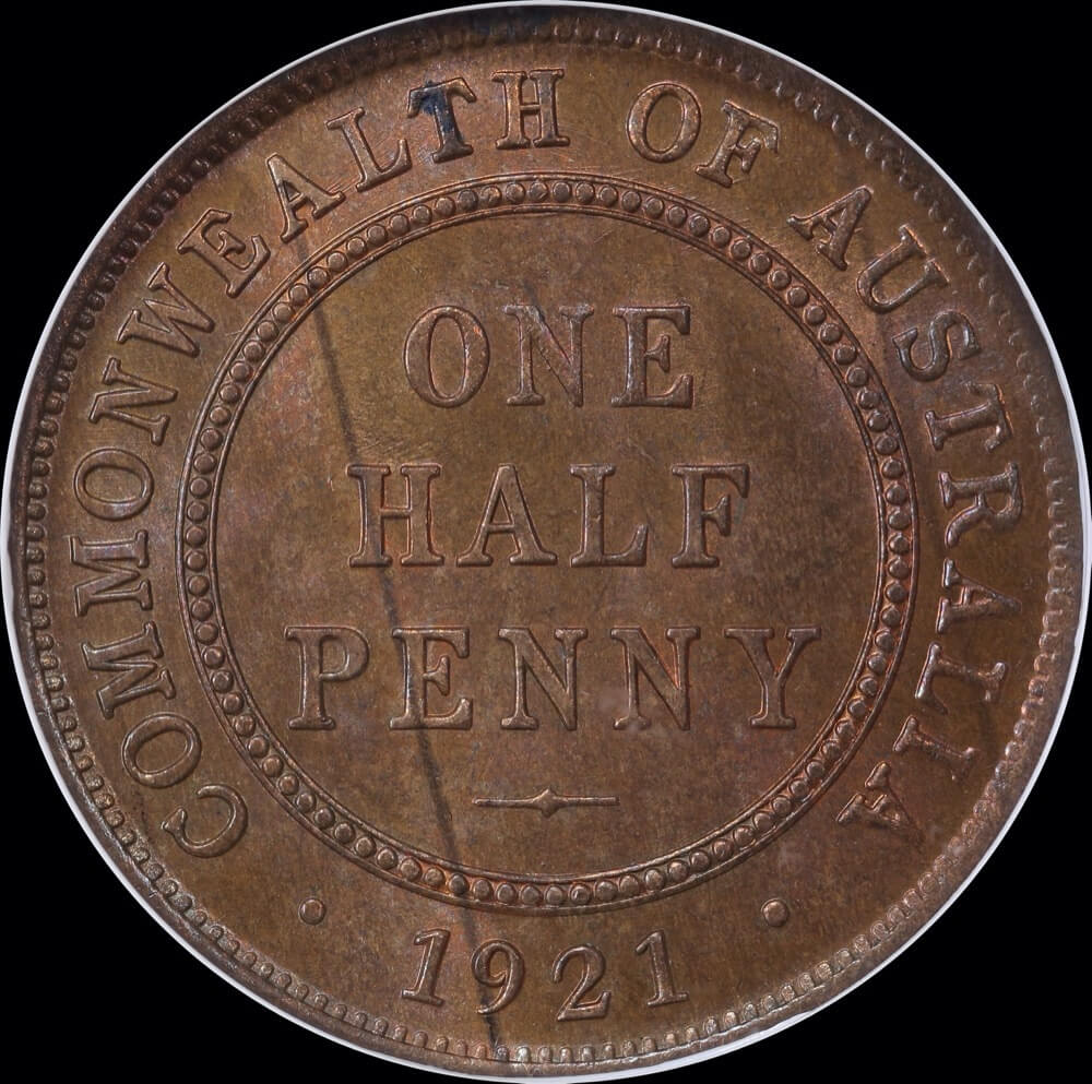 1921 Halfpenny Gem Unc (NGC MS65RB) product image