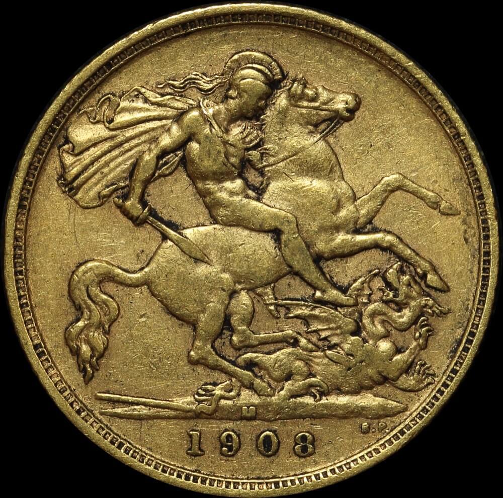 1908 Melbourne Edward VII Half Sovereign Very Fine product image