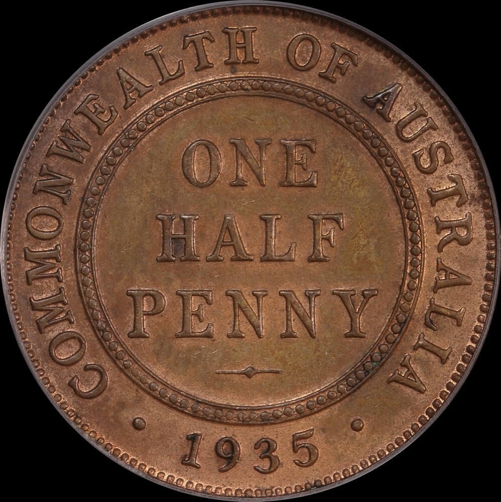 1935 Halfpenny Unc (PCGS MS62RB) product image