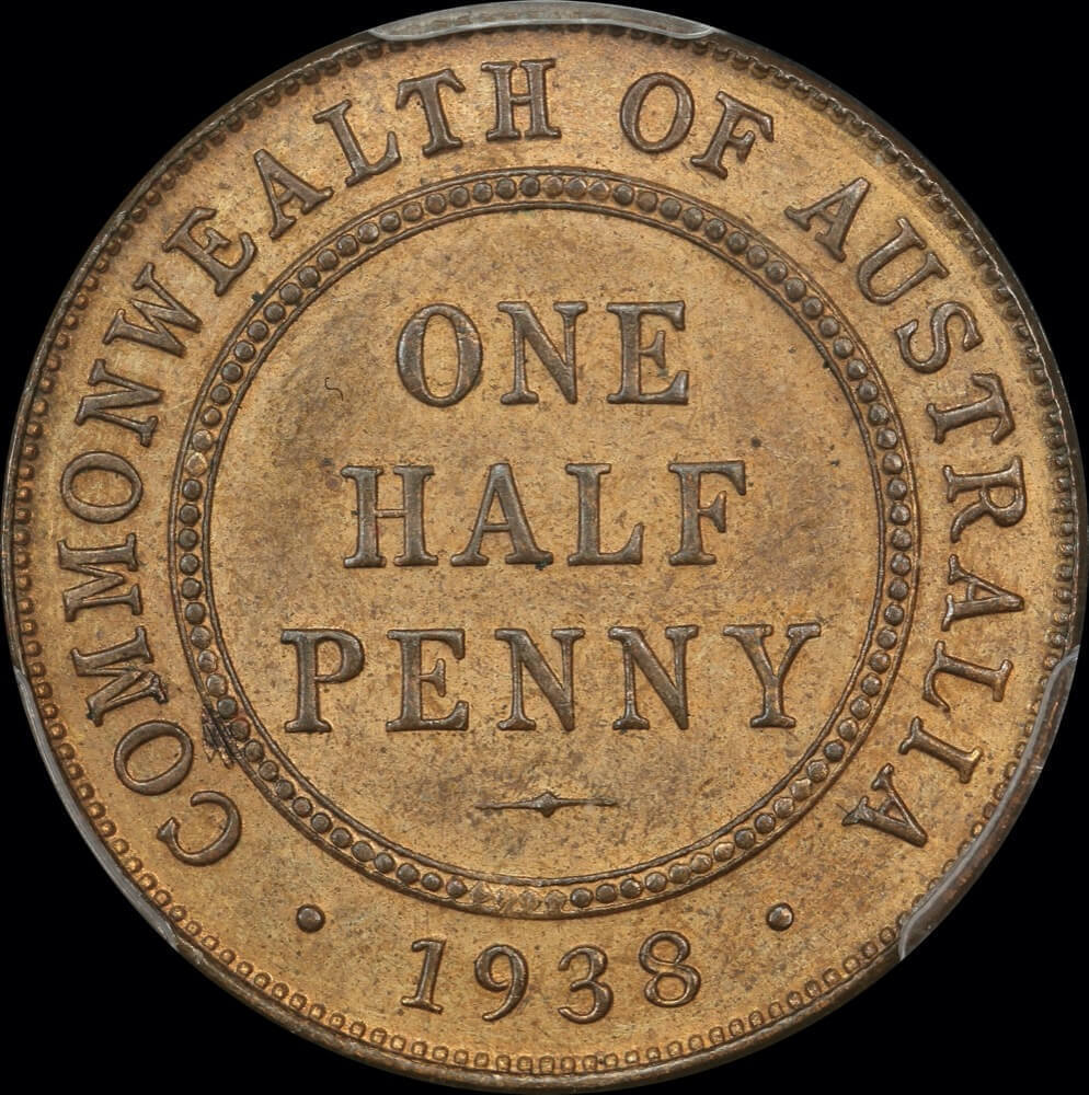 1938 Halfpenny Uncirculated PCGS MS62RB product image