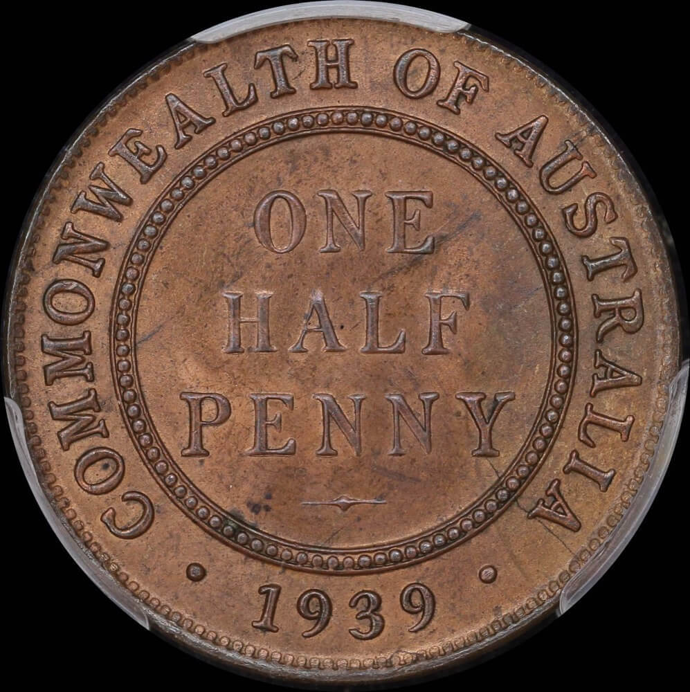 1939 Halfpenny Old Reverse Choice Unc (MS64+BN) product image