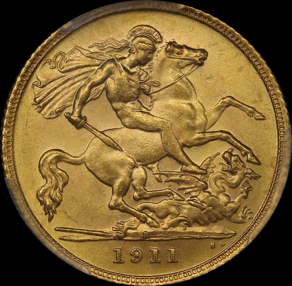 1911 Sydney George V Half Sovereign Choice Unc (PCGS MS63) product image