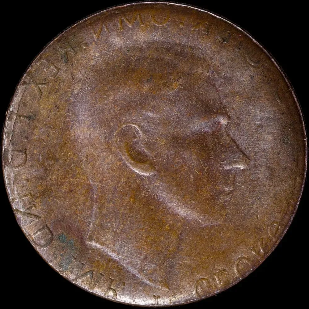 1942-I or 1943-I Halfpenny Obverse Brockage good VF product image