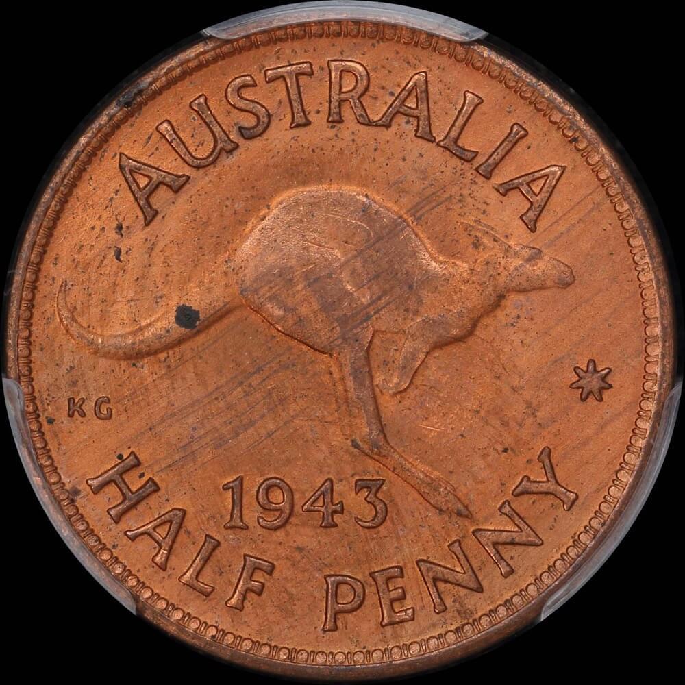 1943 Halfpenny Choice Unc (PCGS MS64RD) product image