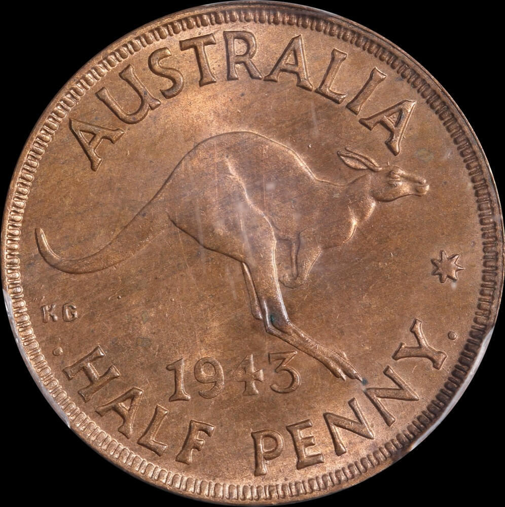 1943-I Halfpenny Choice Unc (PCGS MS64RB) product image