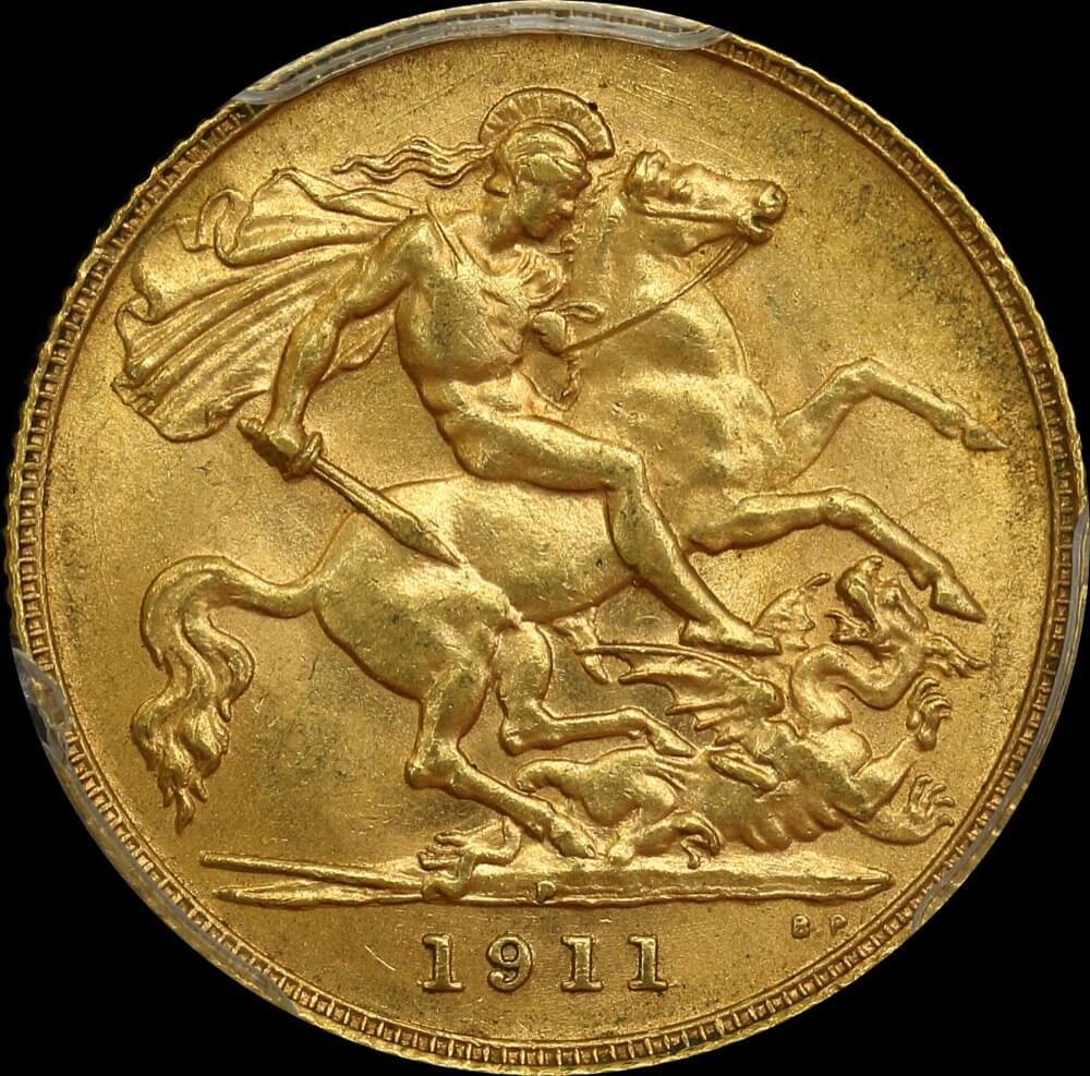 1911 Perth George V Half Sovereign Choice Unc (PCGS MS63) product image