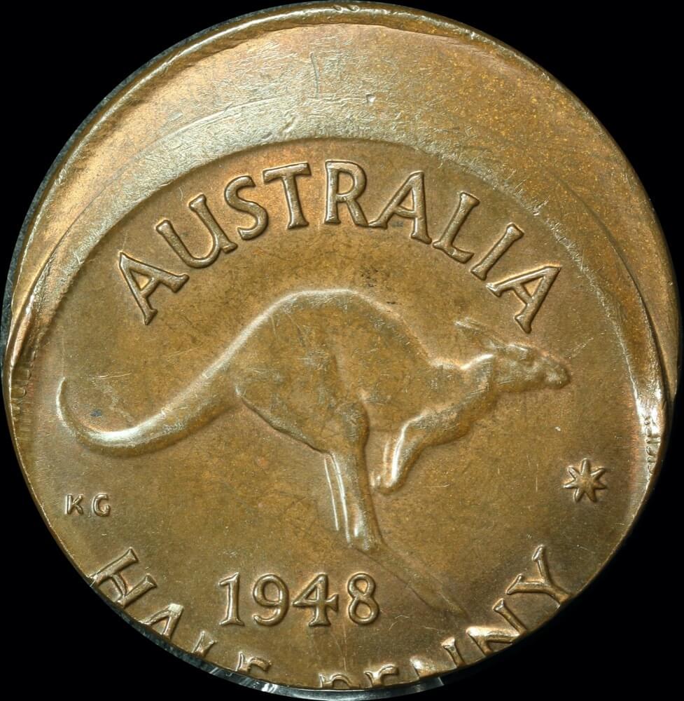 1948 Halfpenny 5.6mm Off strike about Unc product image