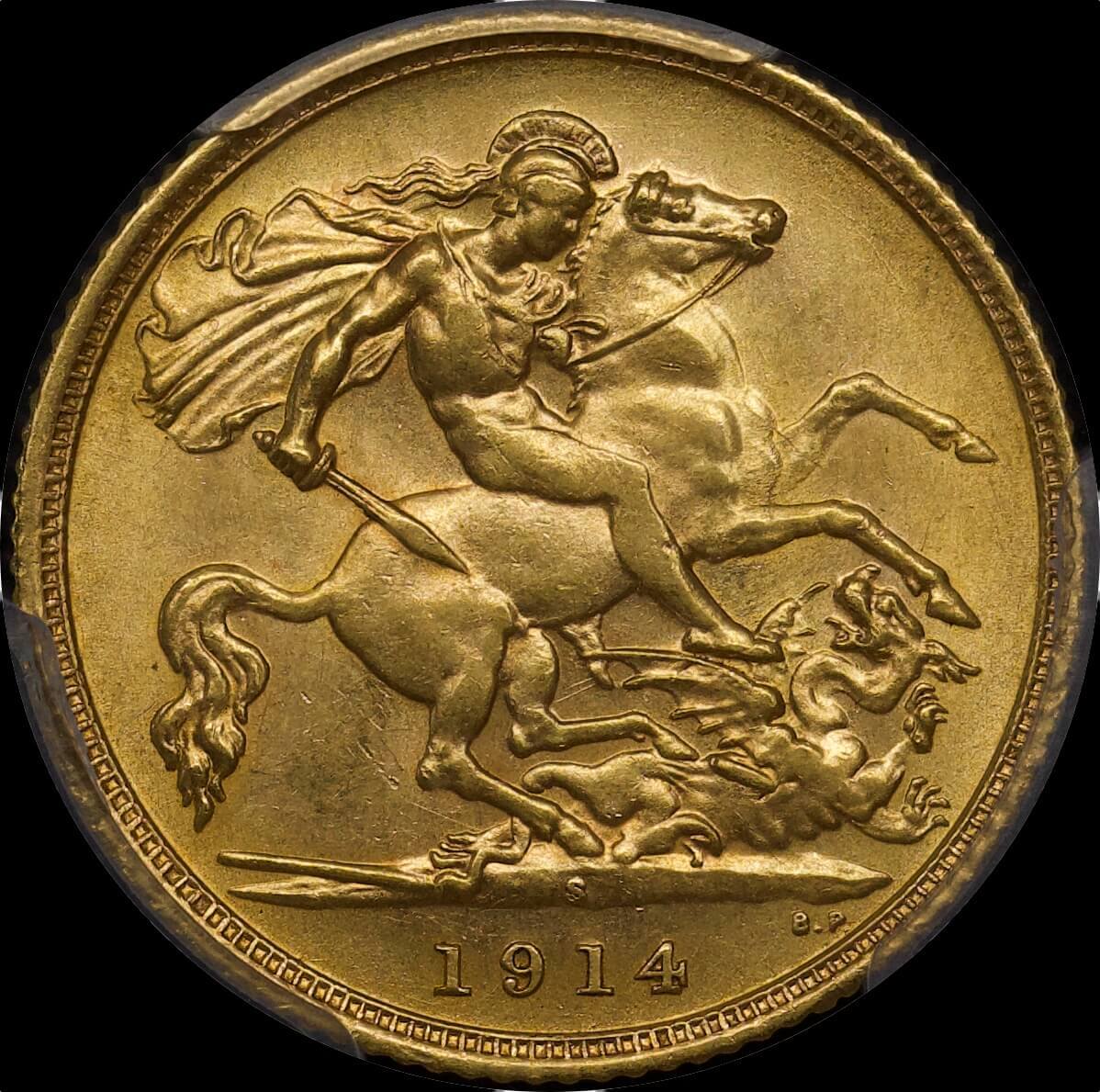 1914 Sydney George V Half Sovereign PCGS AU58 product image